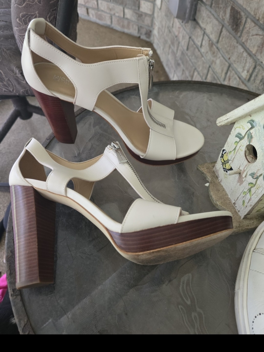 Michael Kors Berkley cream block heel sandals 9.5